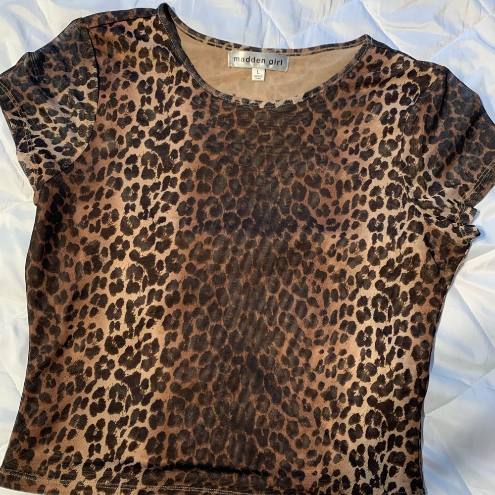 Madden Girl Cheetah Print Tee - Brown